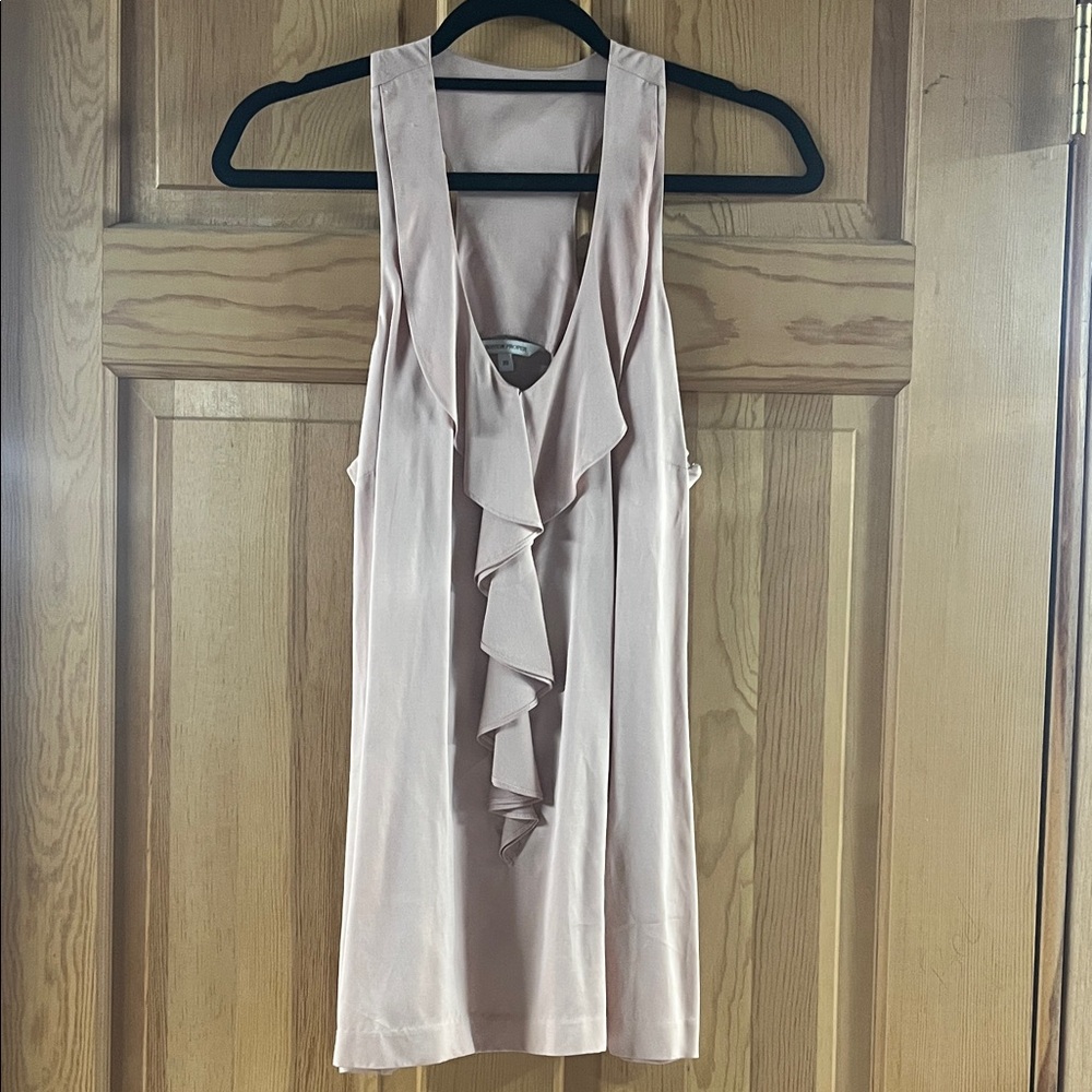 Elegant Sleeveless Ruffle Top - light pink